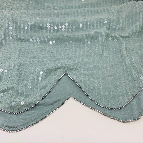 VTG Top Shop Flapper Great Gatsby Teal Blue Beaded Sequin Short Sleeve Tunic 2 - Picture 15 of 16